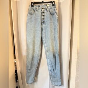 Vintage 80s 90s High Rise Button Fly Jeans Size 9 | 100% Cotton | Light Wash